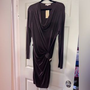 Chocolate Brown Michael Kors Knit Dress with Belt Embellishment